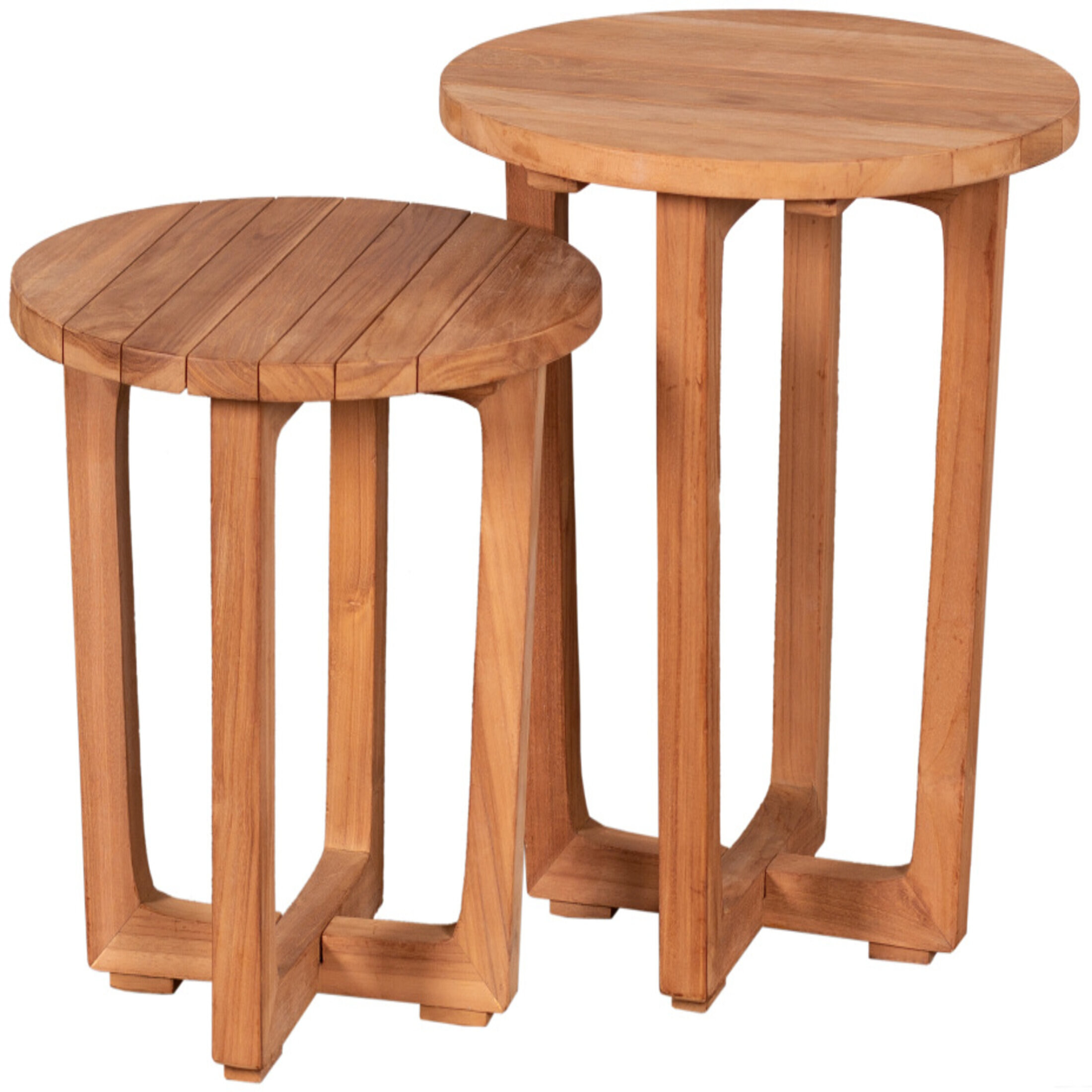 Beistelltisch 2er-Set rund Teak